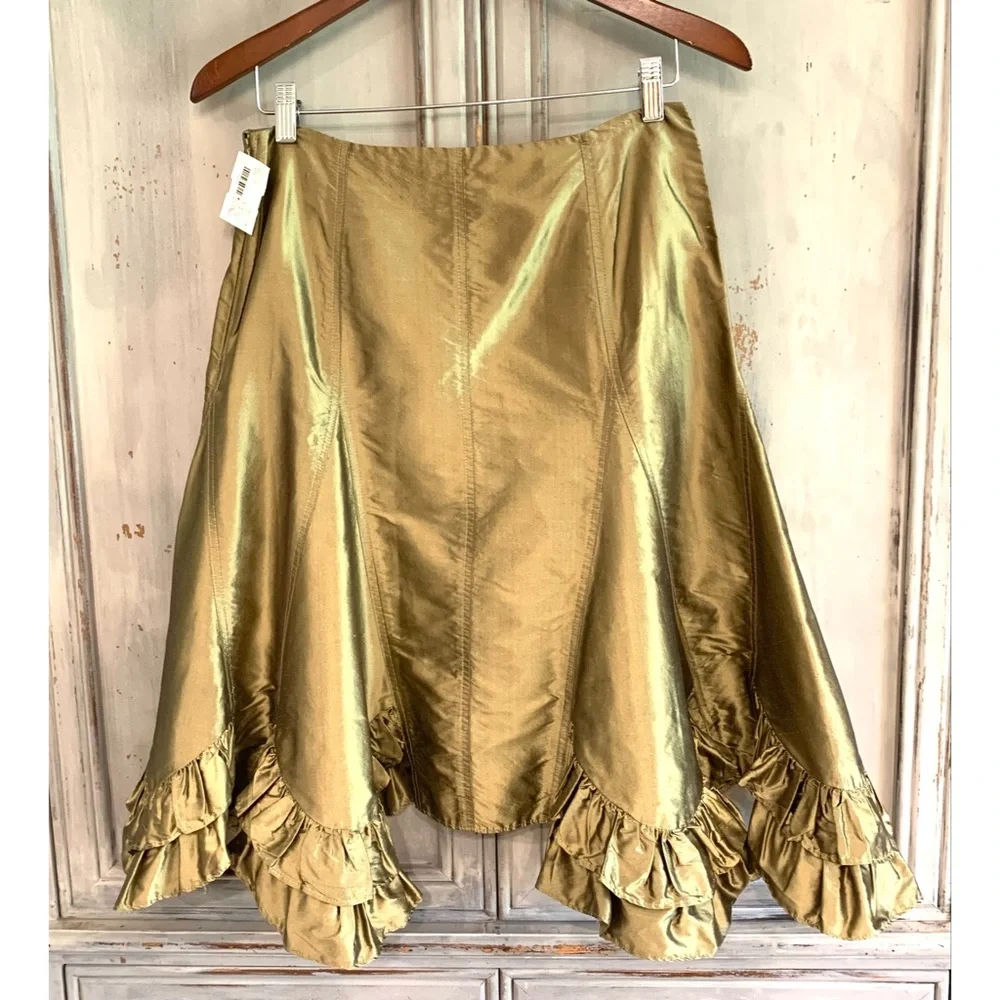 Areli Ballin's Gold Silk Taffeta Skirt Sz 2 - Picture 11 of 11